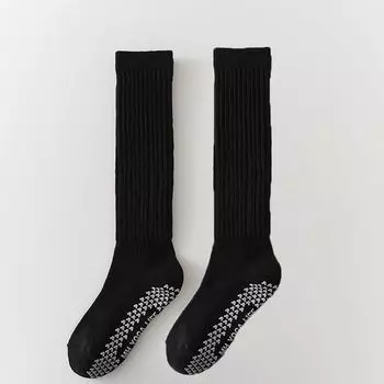 New Arrival Yoga Socks Non Slip Professional Female Fall and Winter Heattech Leg Knee Socks Dance Pilates Socks Indoor Rope Jump Long Socks Black