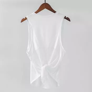 New Arrival Yoga Vest T-shirt Women s Fitness Exercise Sleeveless Blouse Quick-Drying Loose Yoga Jacket Running Fitness Clothes White (with MeSH) S