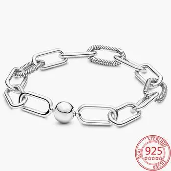 New Arrivals 925 Sterling Silver Multi -Link Snake Pattern Bracelet Brand Me Series Bracelet Fashion Diy Set Gift 17.5cm