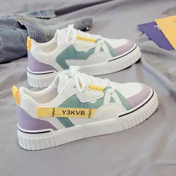 New Arrivals Women s PU Vamp Flat Lace-Up Sneakers Anti-Slippery Fashion Running Shoes for Spring Lighted Upper with Feature 40 чёрный