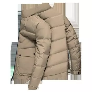 Новая универсальная куртка-пуховик из утиного пуха белого цвета для осени и зимы 90-х годов для мужчин молодого и среднего возраста с воротником-стойкой M