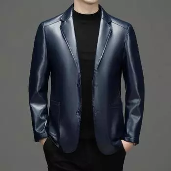 Новые осенние и зимние повседневные мужские кожаные костюмы и кожаные куртки, высококлассный темперамент, деловые ветрозащитные, теплые и красивые кожаные куртки M