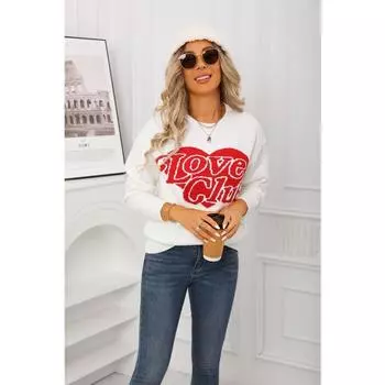 New Autumn and Winter Fashion Heart-shaped Sweaters, Loose and Versatile Valentine s Day Knitted Pullover Sweaters S белый