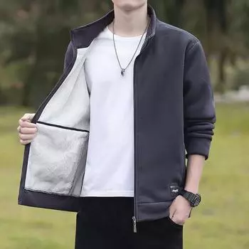 New Autumn and Winter Fleece Thickened Cardigan for Men Casual Versatile Jacket for Men M