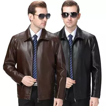New Autumn and Winter Genuine Leather Jacket Men s Slim Fit Middle-aged Casual Men s Dad s Leather Jacket Jacket 170