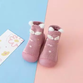 New autumn and winter high thickened warm baby floor socks indoor baby soft sole toddler shoes 18-19