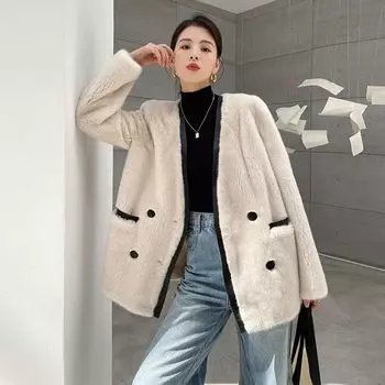 New autumn and winter imitation mink jacket women s fashion young fur integrated top popular Internet celebrity customization S