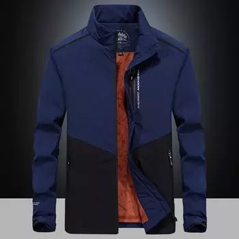 Новая осенне-зимняя куртка мужская утолщенная бархатная теплая большого размера молодежная спортивная куртка мужская ветровка тренд M