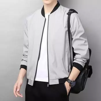 New Autumn and Winter Jacket Men s Korean Version Slim-fitting Trend Clip Middle-aged Baseball Jersey Stand-up Collar Casual Versatile M чёрный