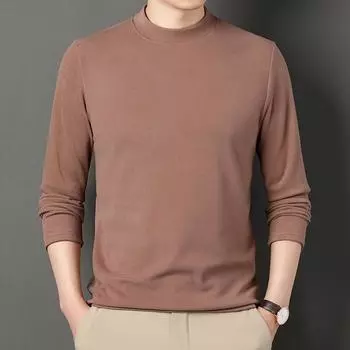 Новая мужская осенне-зимняя двухсторонняя бархатная футболка с полуводолазкой, мужская однотонная бархатная рубашка с длинными рукавами M