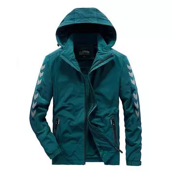 New Autumn and Winter Men s Velvet Thickened Hooded Jacket Men s Multi-pocket Removable Hooded Jacket M