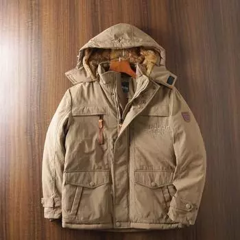 New Autumn and Winter Men s Warm Cotton-padded Clothes, Piled and Thickened Medium and Long Waterproof Jackets M