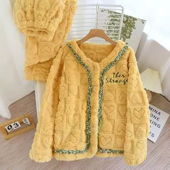 Новый осенне-зимний пижамный костюм из фланели и плюша, утолщенный, простой, женский стиль, брюки с длинными рукавами, домашний костюм M зелёный