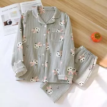 Новые осенние и зимние пижамы из двух частей, брюки с длинными рукавами для пар, хлопковый воздушный слой, утолщение, домашний сервис для мужчин и женщин M