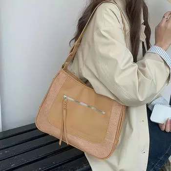 New Autumn and Winter Retro Fashion Contrasting Saddle Bag Niche Commuting Bag Women s Versatile Casual One-shoulder Crossbody Bag