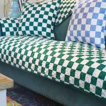 Новый осенне-зимний простой шахматный узор, утолщенный плюшевый диван, подушка, нескользящий диванный чехол, полотенце 70*70