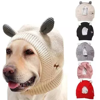 New Autumn and Winter Warm Pet Head Cover Dog Warm Windproof Hat Autumn and Winter Ears Padded Knitted Dog Hat