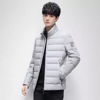Новая легкая куртка-пуховик на осень и зиму из белого утиного пуха для молодых мужчин, короткая модная простая куртка-пуховик, утепленная куртка-пуховик для мужчин M