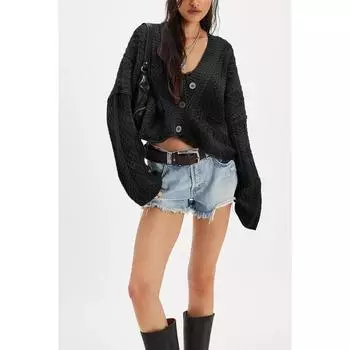 New Autumn and Winter Women s Clothing Short Twist Loose Solid Color Knitted Cardigan Jacket S