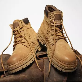 New autumn British retro pigskin high-top men s shoes outdoor sports tooling rhubarb desert boots Martin boots 38