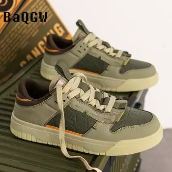 New Autumn Fashion Designer Patchwork Men s Skate Shoes Casual Sneakers Luxury Outdoor Versatile Comfortable Lace-up Breathable 39 зелёный