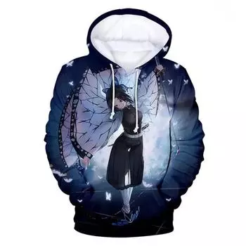 Новая осенняя детская толстовка с капюшоном Demon Slayer Printed для мужчин, мультяшный пуловер, повседневная одежда для мальчиков и девочек, модное пальто с капюшоном, повседневная уличная одежда S