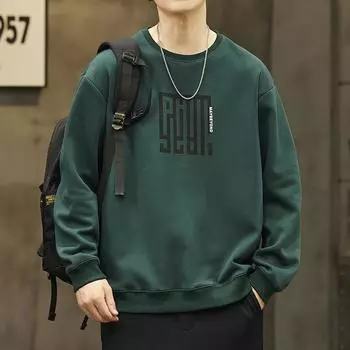 New Autumn Korean Style Men s Sweatshirt Digital Printed Pullover Long Sleeve Youth Trendy Popular Collar Sweatshirt for Men M