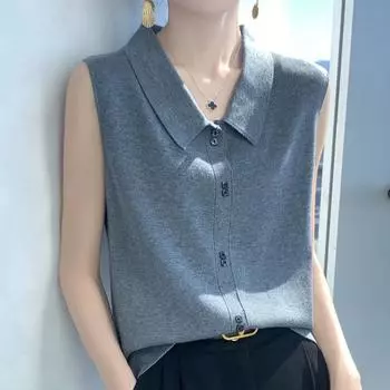 Новый осенний женский стиль Private Wear Lady Cardigan Thin POLO Collar Regular Sweater Women s Knitwear M