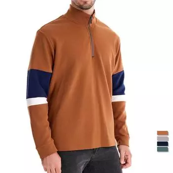 Новая осенняя толстовка с длинными рукавами и воротником-поло, модная контрастная расцветка, мужская высококачественная повседневная и универсальная толстовка S