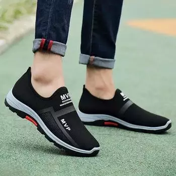 New autumn male mesh Shoes Color blocked outdoor anti slip footwear Fashion breathable flat Men s casual comfortable shoes 39 чёрный
