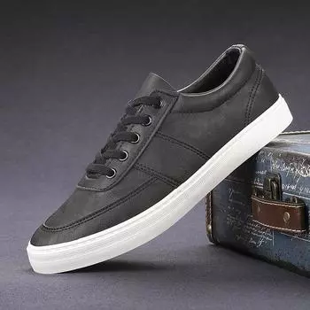 New Autumn Men s Leather Shoes Low-top Lace-up Soft Sole Shoes Breathable Versatile Casual Shoes Simple Sneakers 38