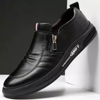 Новая осенняя мужская кожаная обувь Trend Formal Business shoes Мужская повседневная обувь Non Slip Loafers Comfort male Sneakers Zapatos Hombre 39 чёрный