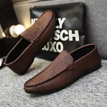 New autumn Men s loafers Casual driving soft soled leather footwear Trendy versatile work shoes Fashion comfortable male flat 39