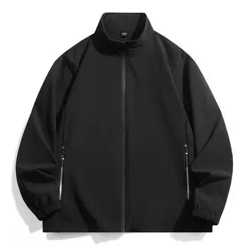 New Autumn Middle-aged Business Stand-up Jacket Single Sport Cardigan Jacket L чёрный