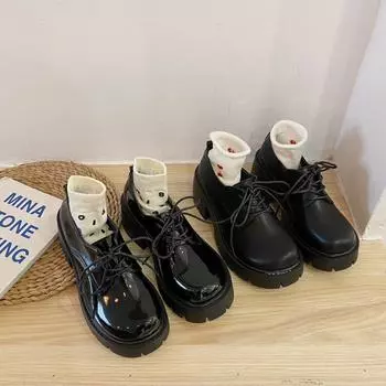 Новые осенне-весенние туфли-оксфорды для женщин, повседневная обувь из цельной кожи, женские туфли на плоской подошве, со шнуровкой, на толстой подошве, на высоком каблуке, на платформе 8.5