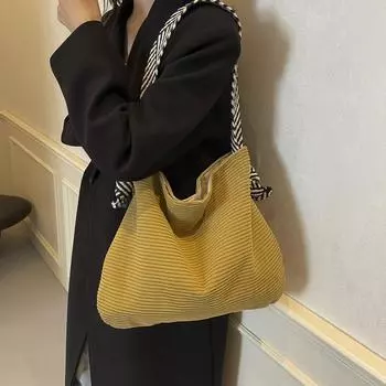 Новая осенняя бархатная сумка ленивый ветер большая вместимость для отдыха уникальная сумка через плечо подмышку легкая практичная однотонная сумка