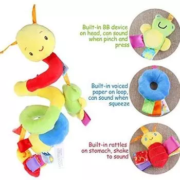 New Baby Bed Stroller Bell Toys Newborn Grab Ability Training Dolls Educational Plush Infant Toy 0-12 Month