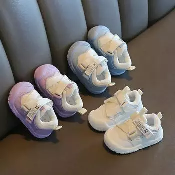 New Baby Girl Shoes Soft Soles Anti Slip Design Shoes Baby Fashion Versatile for Babies Boy Shoe Breathable Childr Walking Shoe 16insole11.5cm синий