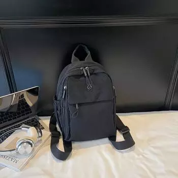 New backpack, college student bag, casual backpack, women s simple and lightweight travel backpack чёрный