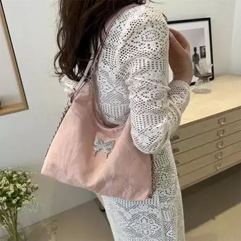 Новый рюкзак, модная вышитая бабочка, простая сумка для пельменей, мягкая поверхность, большая емкость, женская сумка через плечо