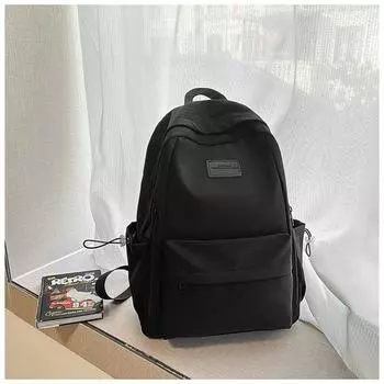 New backpacking travel simple junior high school students large capacity backpack casual college students high school bag чёрный