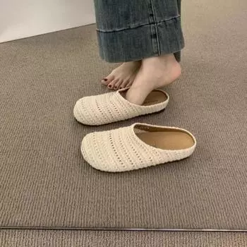 New bag head half slippers women s summer wear retro cool slippers home soft-soled beach shoes 35