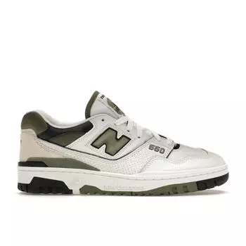 New Balance 550 White Dark Olivine Мужские кроссовки Черные BB550DOB