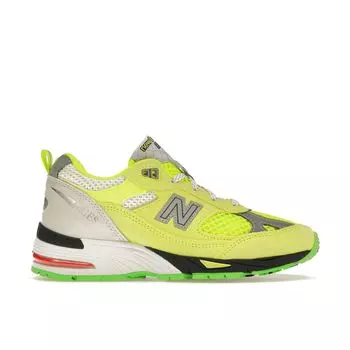 New Balance Aries x 991 Сделано в Англии Неоново-желтые женские кроссовки Серебристые W991AFL