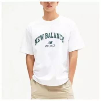 New Balance Футболка Rqk Nbnee21043 10 Common Essential Arch Logo Футболка с коротким рукавом Полу White series/100
