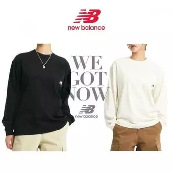 New Balance Футболка унисекс с длинным рукавом и карманом Ivory/100(L)