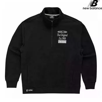 New Balance Half Club Nbncd12213 Bk Half Zip Up Толстовка унисекс с длинным рукавом Футболка 90