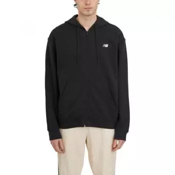 New Balance Хлопковая толстовка с капюшоном на молнии Hmj41501bk черная M