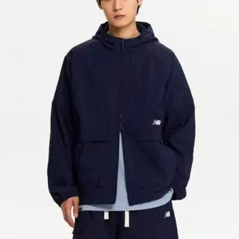 New Balance Hooded Zip Up Rqk Nbnae21413 59 Унисекс Летняя куртка из жатого хлопка с капюшоном на молнии 100