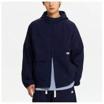 New Balance Hooded Zip Up Rqk Nbnae21413 59 Унисекс Летняя куртка из жатого хлопка с капюшоном на молнии Navy series/100